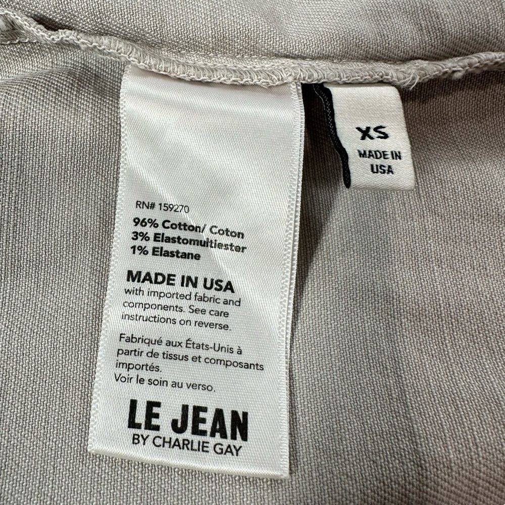 NWT Le‎ Jean Eliza Denim Taupe Mini Shirt Dress, XS - Picture 10 of 13